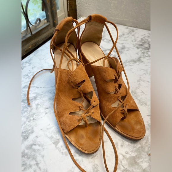 Loeffler Randall Tan Block heels Laced up Sandals Size 9.5 - Picture 10 of 11